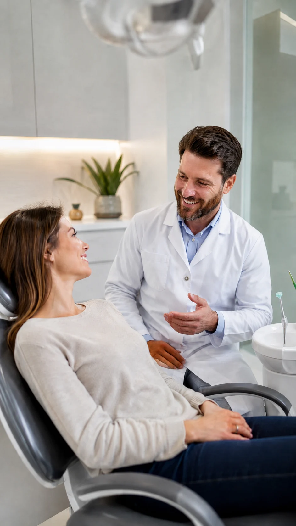 Atendimento humanizado entre dentista e paciente